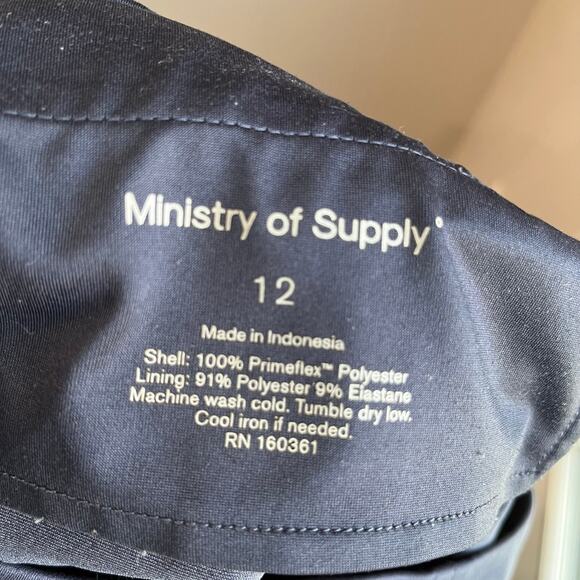 Ministry of Supply Kinetic Slim Pull On Pants Size 12 Navy Stretch Tech Career - Picture 5 of 7